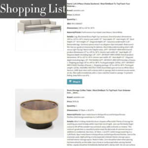 Shopping List Labeled